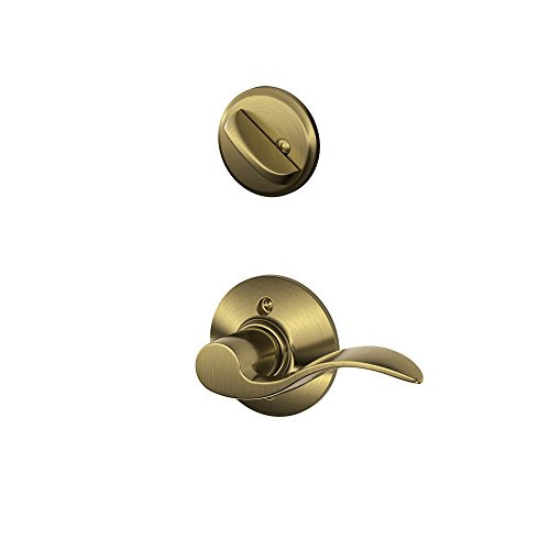 SCHLAGE F59ACC609LH F59 ACC 609 LH Accent Interior Left-Handed Lever with Deadbolt, Antique Brass (Interior Half Only)