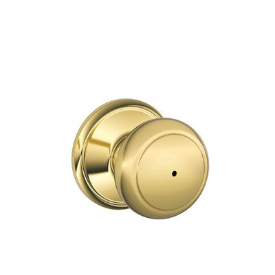 SCHLAGE F40AND605 F40 AND 605 16-080 10-027 Andover Bed and Bath Knob, Bright Brass