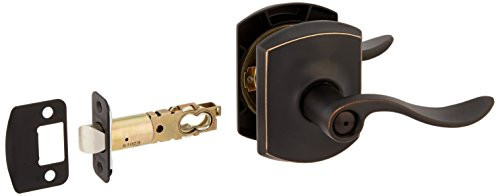 SCHLAGE F40ACC716GRW Lock Company Accent Privacy Door Lever Set with Decorative Greenwich Rose, Aged Bronze
