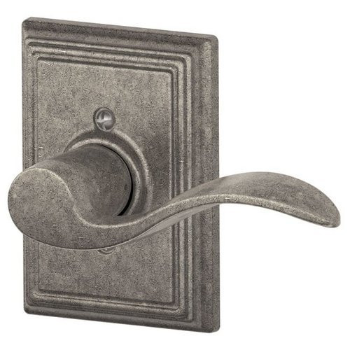 SCHLAGE F170ACC621ADDRH  Distressed Nickel Single Dummy Accent Door Lever with the Decorative Addison Rose for Right Handed Doors.