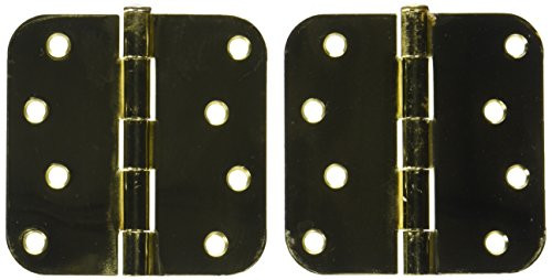 Deltana S44R53 4 in. x 4 in. x 0.63 in. Radius Residential Steel Hinge - Pair (Set of 10) (Polished Brass).