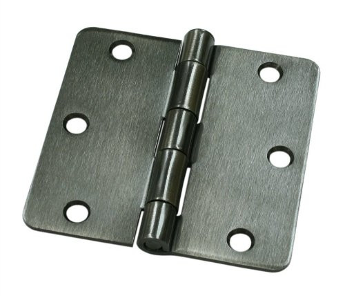 Deltana S35R4BK1B S35R4BK 3.5" x 3.5" Steel 1/4" Radius Corner Plain Bearing Mortise Hinge, Flat Black