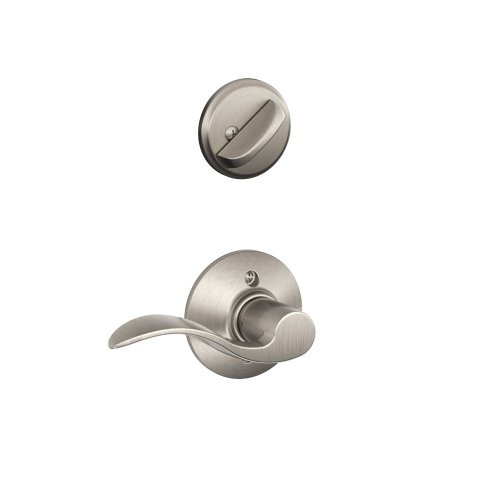 SCHLAGE F59ACC619RH F59 ACC 619 RH Accent Interior Right-Handed Lever with Deadbolt, Satin Nickel (Interior Half Only)