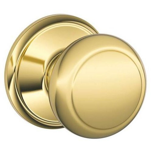 SCHLAGE F10AND505 F10-AND Andover Passage Door Knob Set from the F-Series, Lifetime Polished Brass