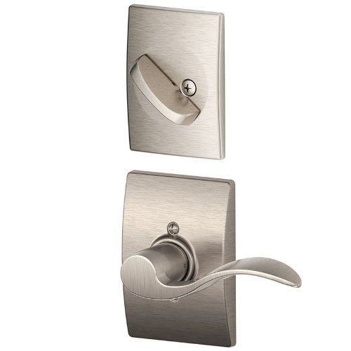 SCHLAGE F59ACC619CENLH Lock Company Accent Left Handed Interior Pack Lever Set with Single Cy, Satin Nickel