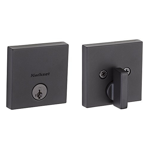 KWIKSET 258SQT-514S 258 Downtown Low Profile Square Contemporary Deadbolt featuring SmartKey in Iron Black