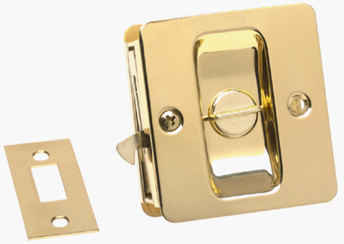 KWIKSET 333-3 333 Notch Bed/Bath Pocket Door Lock in Polished Brass