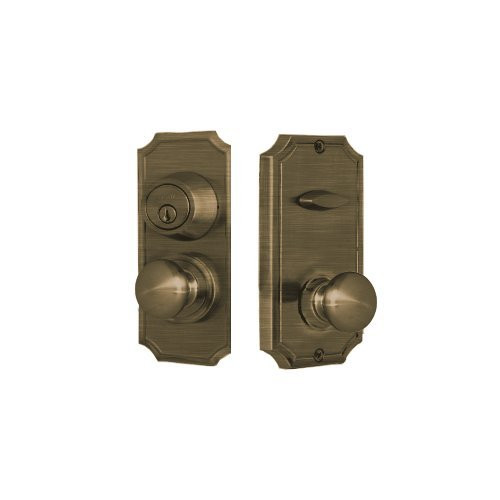 Weslock 01501IAIASL2D  Unigard Premiere Interconnected Entry with Impresa Knob with 2-3/8" Backset and Round Corner Strikes Antique Brass Finish
