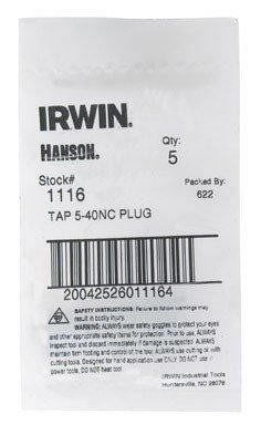 Vise Grip HAN1116 PLUG TAP 5-40NC by IRWIN MfrPartNo 1116ZR