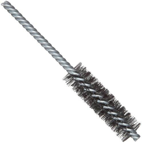 Weiler WEI21111 Power Tube Brush, Steel, Round Shank, Double Stem, Double Spiral, 3/4" Diameter, 0.0104" Wire Diameter, 1/4" Shank, 2000 rpm (Pack of 1)