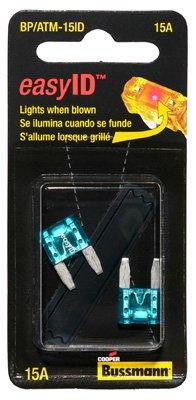 Cooper Bussmann BSMBPATM15ID Bussmann BP/ATM-15ID easyID Illuminating Blade Fuse, (Pack of 2)