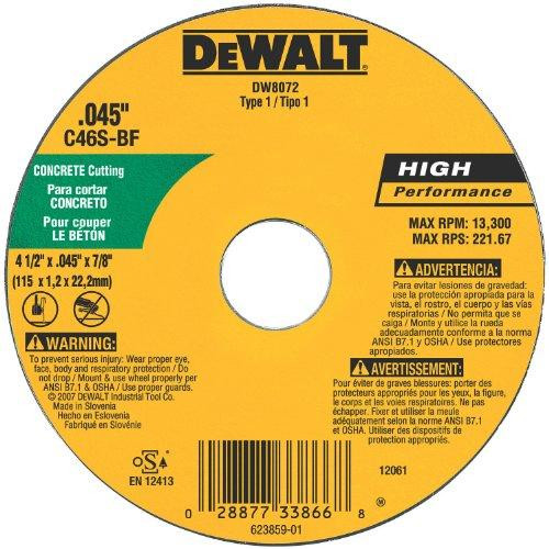 DeWalt DWTDW8072 DW8072 Concrete/Masonry Wheel, 4-1/2-Inch X .045-Inch X 7/8-Inch