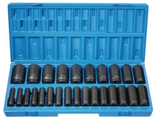 Grey Pneumatic GRE1726MD (1726MD) 1/2" Drive 26-Piece 12-Point Deep Length Metric Socket Set
