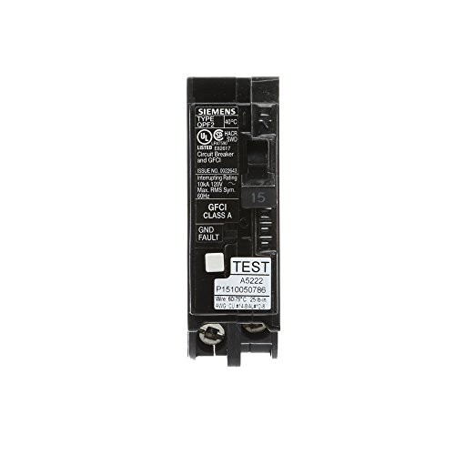 SIEMENS QF115A GFCI CIRCUIT BREAKER, PLUG IN, SELF TESTING, 15 AMP, 1-POLE, 120 VOLT 3559848