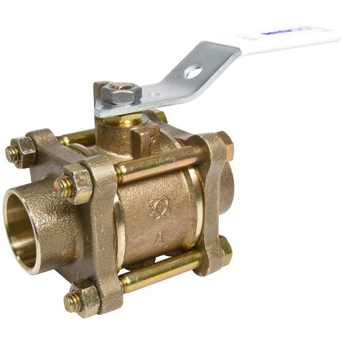 "Nibco" S595YLF12 NIBCO S-595Y-LF Silicon Bronze Lead-Free Ball Valve, Three-Piece, Lever Handle, 1/2" Female Solder Cup