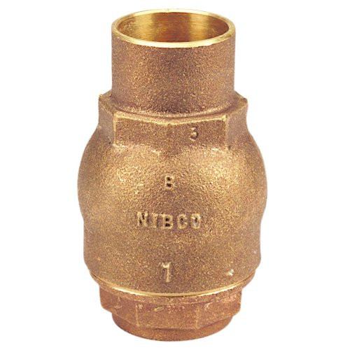 "Nibco" S480YLF1 NIBCO S-480-Y-LF Silicon Bronze Lead-Free Check Valve, Inline, PTFE Seat, 1" Female Solder Cup