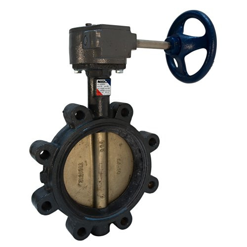 "Nibco" LD2000510 NIBCO LD-2000-5 Series Ductile Iron Butterfly Valve with EPDM Liner and Aluminum Bronze Disc, Gear Operator, Lug, 10"