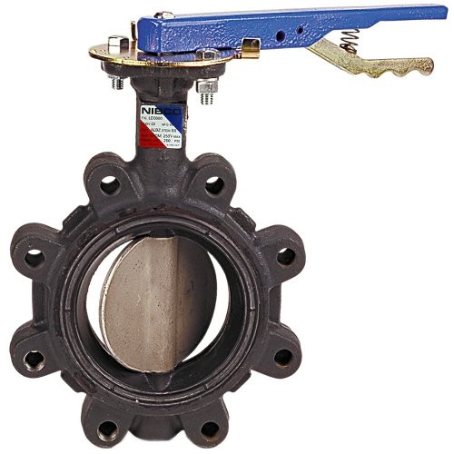 "Nibco" LD200034 NIBCO LD-2000-3 Series Ductile Iron Butterfly Valve with EPDM Liner and Aluminum Bronze Disc, Lever-Lock Handle, Lug, 4"
