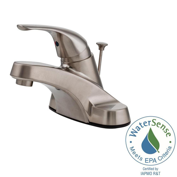 Pfister PLG142800K LG142800K Pfirst Series Single Control 4 Inch Centerset Bathroom Faucet in Brushed Nickel, Water-Efficient Model