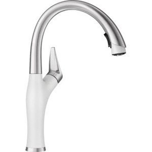 Blanco 442036  Artona 1.5 Bar Sink Faucet, White/Stainless Dual Finish