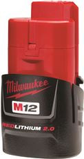 MILWAUKEE 811057  (2) M12 REDLITHIUM 2.0 Compact 12V Batteries & M12 Lithium-ion Battery Charger (48-59-2401) KIT