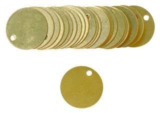 BRADY 23210 SET BRASS VALVE TAGS BLANK 1-1/2^ DIA UN-NUMBERED 25/PKG BRADY CORPORATION SIGNMARK DIVISION 136182
