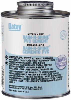 OATEY 451045  PVC Rain-R-Shine Medium Body Cement, 8 oz Can, Blue (Case of 24)
