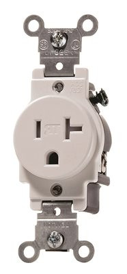 Leviton 606748 Receptacle, 20 Amps, 125VAC Voltage, NEMA Configuration: 5-20R, Number of Poles: 2 - 1 Each