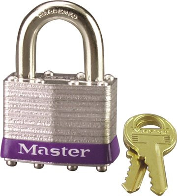 MASTERLOCK 804253 Laminated Steel Lock, 1-3/4" Wide Body, 15/16" Shackle Clearance, Keyed Differently, Carded MSL