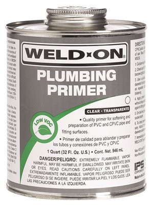 IPS CORPORATION 2491138 Weld-On Clear Professional Plumbing Grade PVC/CPVC Primer, Low-VOC, 1 quart Can with Applicator Cap