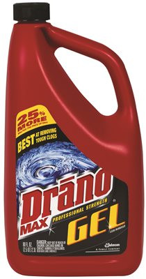 Diversey 119605 Drano DRK Max Gel Clog Remover, 80 oz, 2.5 qt Bottle