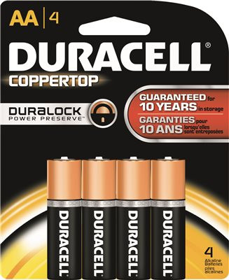 Duracell 681214 - CopperTop Alkaline Batteries with Duralock Power Preserve Technology, AA, 4/Pk (DMi PK