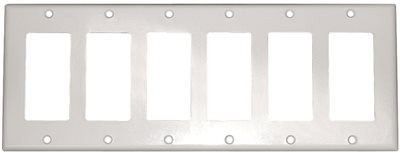 Leviton 609045  6-Gang Decora/GFCI Device Decora Wallplate, Standard Size, Thermoset, Device Mount, White