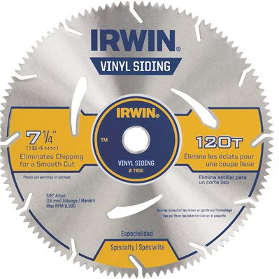 Vise Grip 286110 IRWIN Tools MARATHON Vinyl Siding Corded Circular Saw Blade, 7 1/4-inch, 120T ()