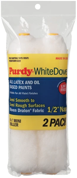 PURDY 108827  Wire Mini Roller Replacements White Dove, 2 packm 6-1/2 inch x 1/2 inch