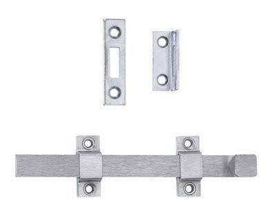 TELL MANUFACTURING 3559974  Solid Brass with Satin Chrome Finish, 8" Surface Bolt