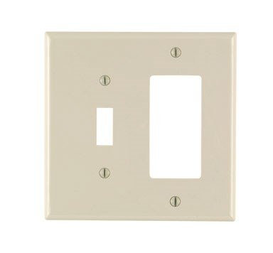Leviton 2472824  2-Gang 1-Toggle 1-Decora/GFCI Combination Wallplate, Midway Size, Light Almond