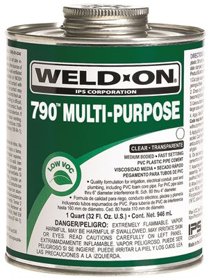 IPS CORPORATION 451197 Weld-On 1/2 Pint 790 Multi-Purpose PVC Cement, Clear, 1-Pack