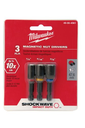 MILWAUKEE 288301 & #174 Shockwave & #8482 Magnetic Nutdriver Set (1/4, 5/16, 3/8) 1-7/8 OAL