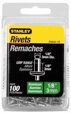 Proto 287095 Proto 1/8 Inch X 1/8 Inch Aluminum Rivets , Pack of 100(Pack of 100)