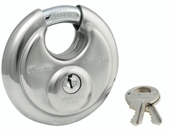 MASTERLOCK 108093 MASTERLOCK 2-3/4-Inch Round Padlock with Shielded Shackle, Stainless Steel #