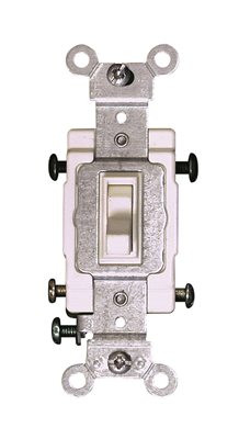 Leviton 606665  15-Amp, 120/277-Volt, Toggle Framed 4-Way AC Quiet Switch, Commercial Grade, Ivory