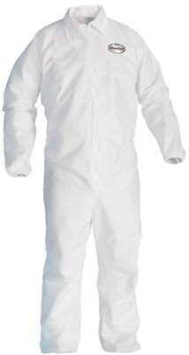 Kimberly Clark KCC44313 Kimberly-Clark Kleenguard A40 White Large Microporous Film Laminate Disposable General Purpose & Work Coveralls - Elastic Ankles, Elastic Wrists - [PRICE is per EACH]
