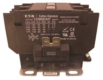 EATON 661101  Compact Definite Purpose Contactor, 30A Inductive Current Rating, 2 Max HP Rating at 115V, 5 Max HP Rating at 230V, 24VAC Coil Voltage