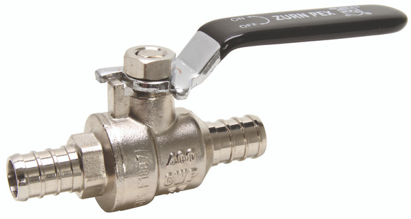 Zurn 101934 GIDDS- Pex Brass Ball Valve with Tee Handle, 3/4" Barb x 3/4" Barb, Lead Free