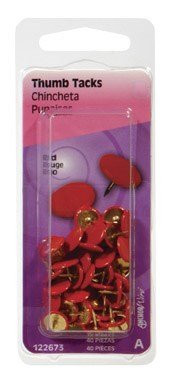 ANCHOR WIRE 807845 Hillman Thumb Tacks 3/8 " 5/16 " Steel Red Polybox