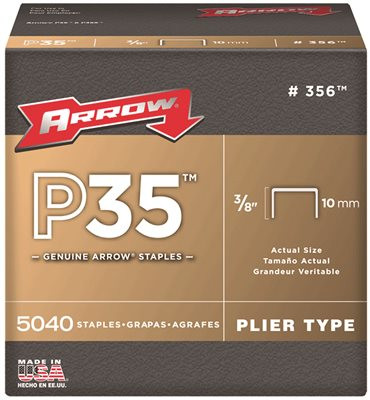 ARROW FASTENERS 160695 Arrow Fastener 3/8" Flat Crown Staples for P35 Plier Type Stapler 5040 per Package