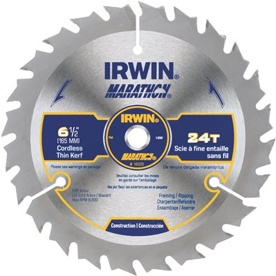 Vise Grip 286111 IRWIN Tools MARATHON Carbide Cordless Circular Saw Blade, 6 1/2-Inch, 24T, .063-inch Kerf ()