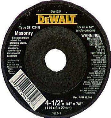 DeWalt DWTDW4524 DW4524 4-1/2-Inch by 1/4-Inch by 7/8-Inch Concrete/Masonry Grinding Wheel