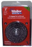 Weiler WEI36059 Vortec Pro Wire Wheel Brush, Round Shank, Carbon Steel, Crimped Wire, 3" Diameter, 0.008" Wire Diameter, 1/4" Shank, 13/16" Bristle Length, 20000 rpm